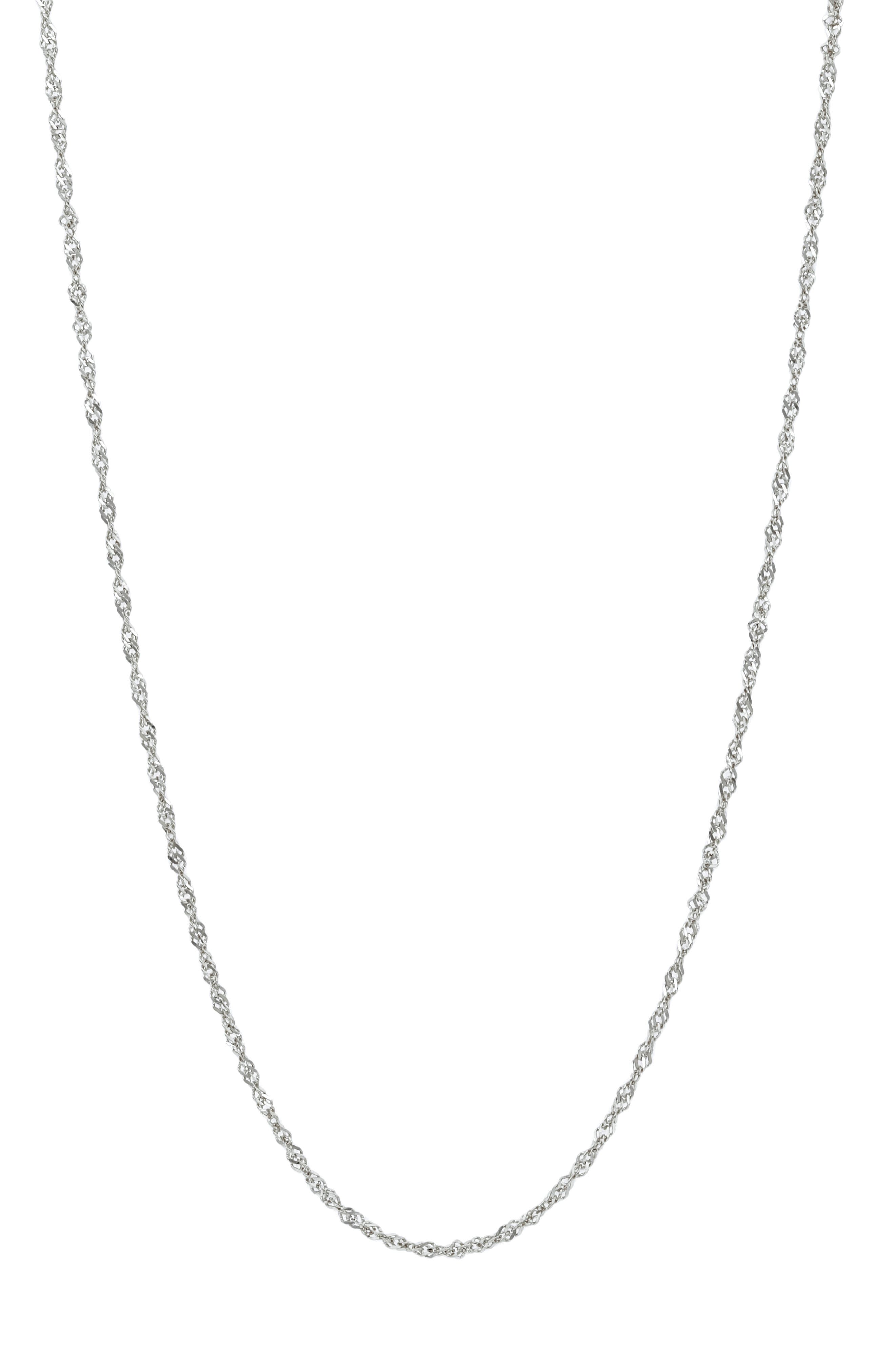 18-Inch Rhodium Plated Necklace with 4mm Rose Birthstone Beads and Sterling Silver Blessed Trinity Charm. 